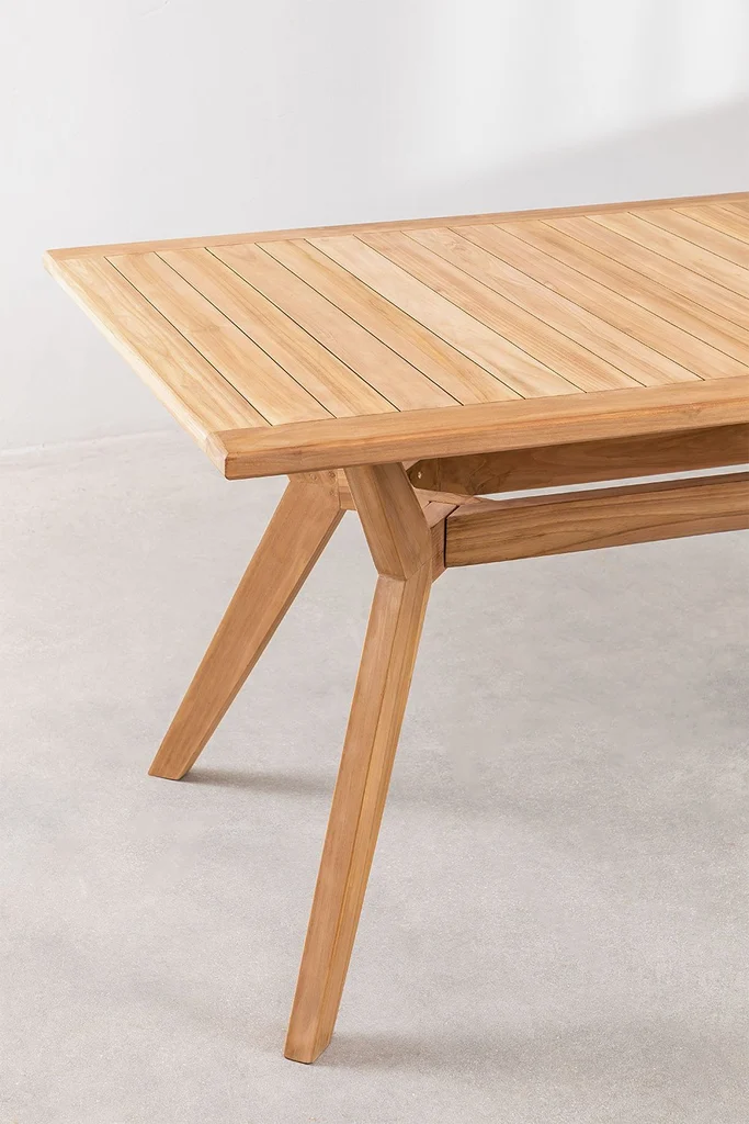 mesa de jardin rectangular 180x90 cm en madera de teca yolen 1