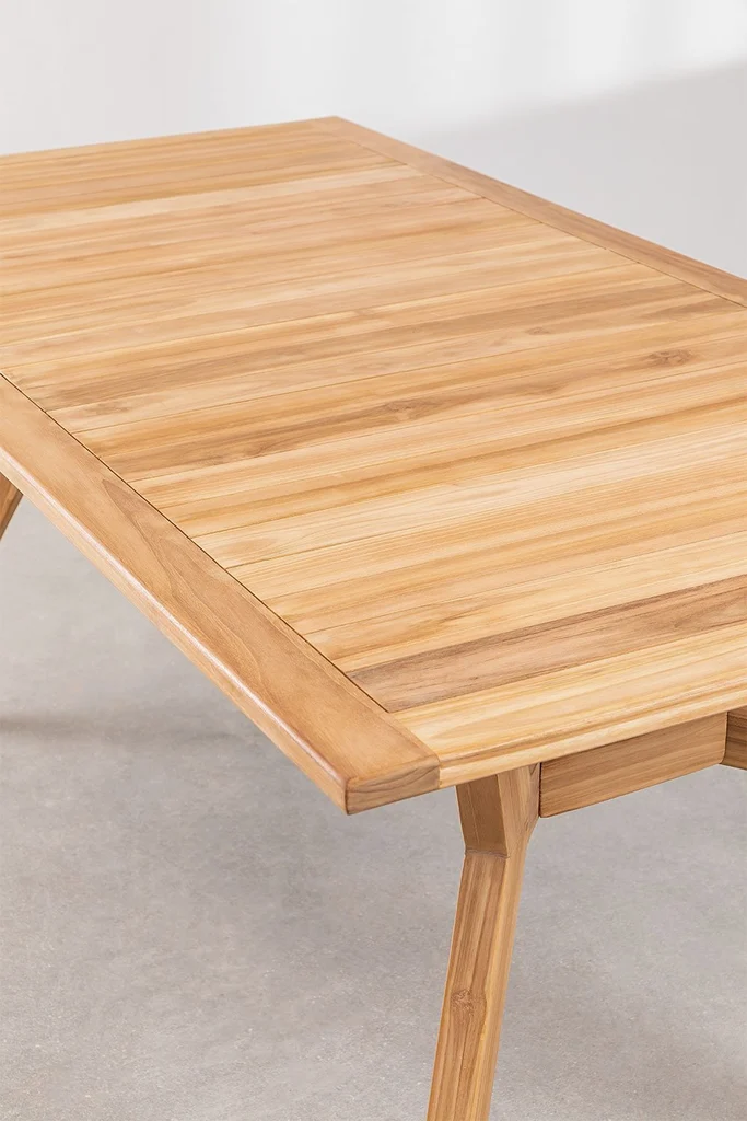 mesa de jardin rectangular 180x90 cm en madera de teca yolen 2