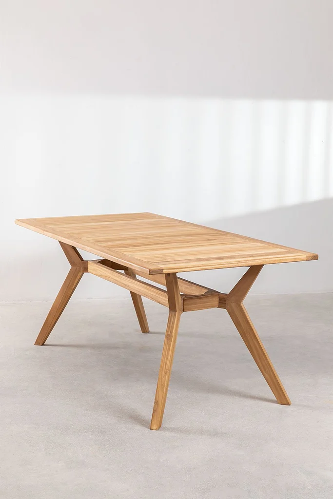 mesa de jardin rectangular 180x90 cm en madera de teca yolen 3