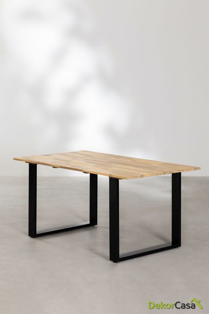 mesa de jardin rectangular en madera 160x90 cm melina