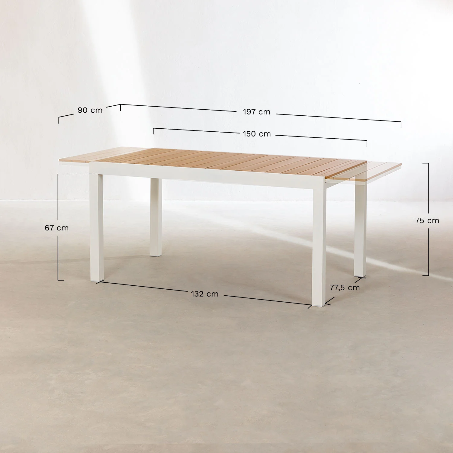 mesa extensible de jardin en aluminio 150 197x90 cm saura 6