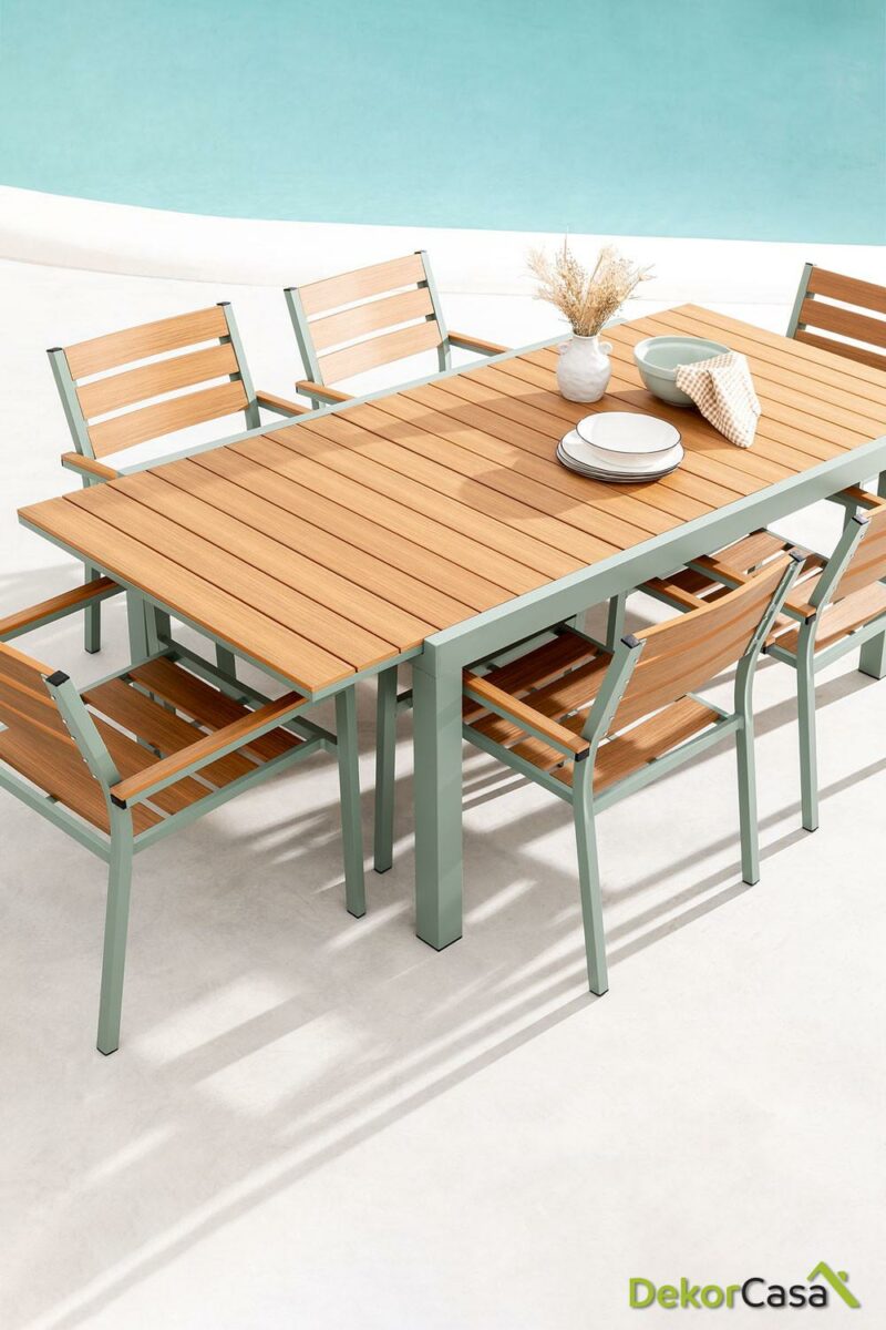 mesa extensible de jardin en aluminio 150 197x90 cm saura