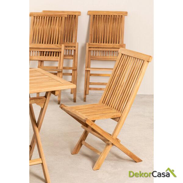 pack 2 sillas de jardin plegables en madera de teca pira