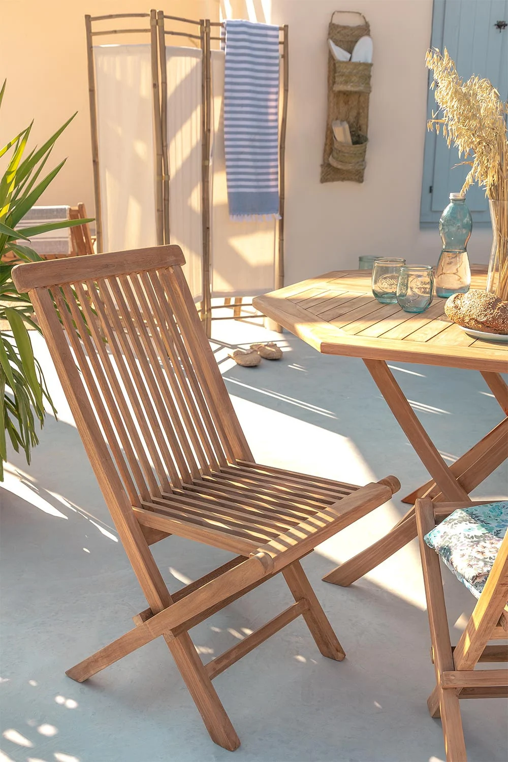pack 2 sillas de jardin plegables en madera de teca pira