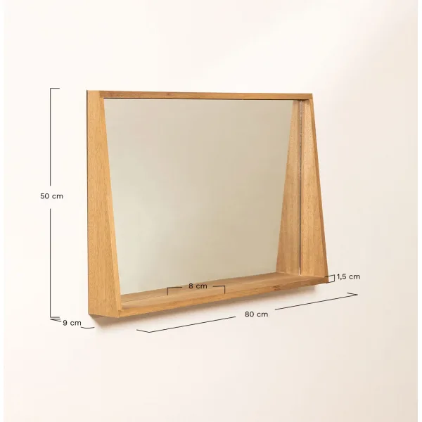 espejo de pared rectangular con balda en mdf 50x80 cm nurah 1