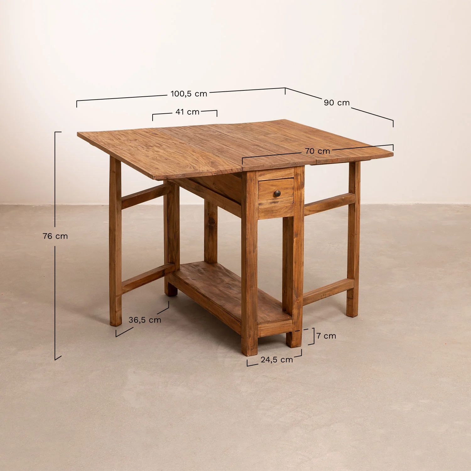 mesa plegable en madera reciclada abura 1