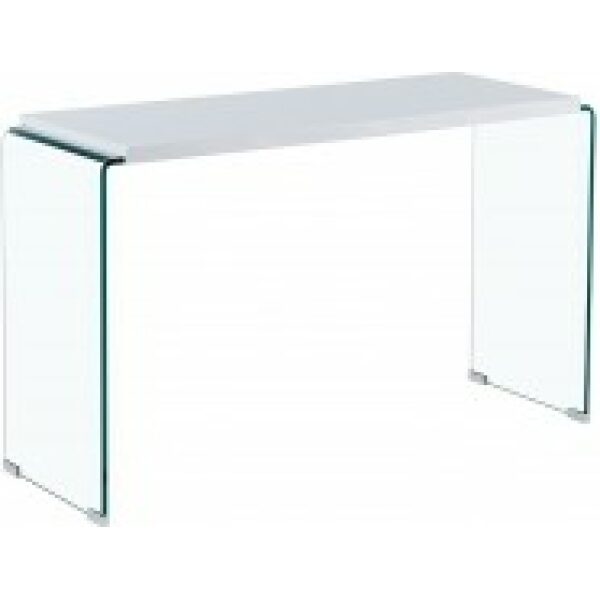 consola mesa ariston lacada blanca cristal 120 x 40 cms