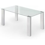 Mesa Soul - Cristal Transparente Patas Blancas