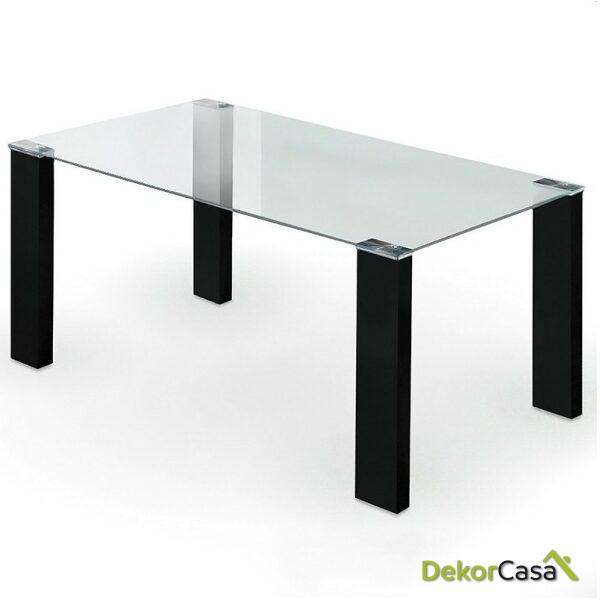 Mesa Soul - Cristal Transparente Patas Negras