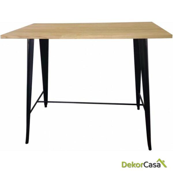 Mesa tol alta acero negra madera 120x60 cms