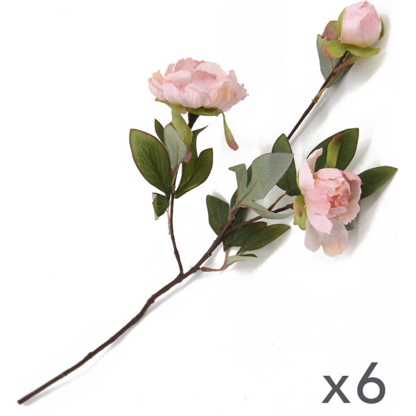 Peonia Tacto Real Rosa (6 Ud)