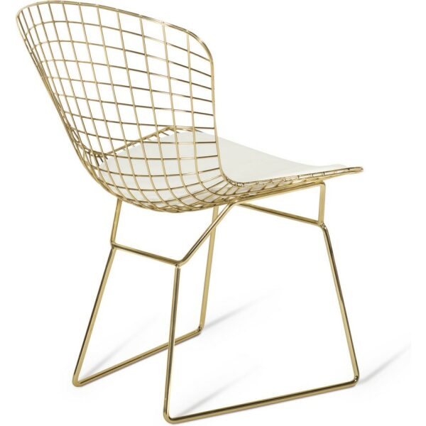 Silla bertoia oro asiento blanco 1