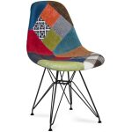 Silla dalmau negra asiento patchwork