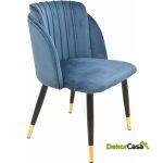 Silla glamour metal tapizado velvet azul