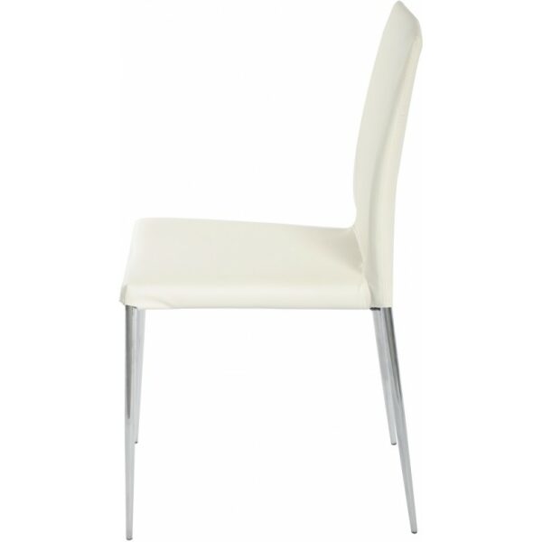 Silla inma apilable metal similpiel blanca 1