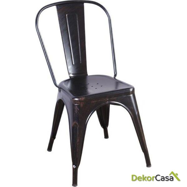 Silla Metálica Volt - Negro-Oro Envejecido