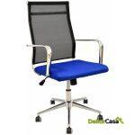 Sillon de oficina austria alto malla negra asiento azul