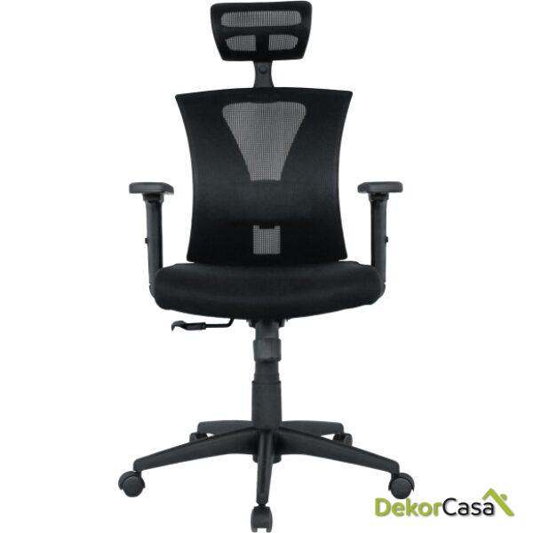 Sillon de oficina brasilia ergonomico syncro malla negra asiento tejido negro 1
