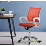 Sillon de oficina fiss new blanco gas basculante malla y tejido naranja