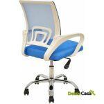 Sillon de oficina fiss new m blanco gas basculante malla y tejido celeste 1