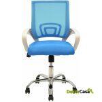 Sillon de oficina fiss new m blanco gas basculante malla y tejido celeste