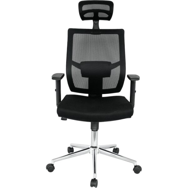 Sillon de oficina hawai ergonomico basculante malla negra asiento tejido negro 1