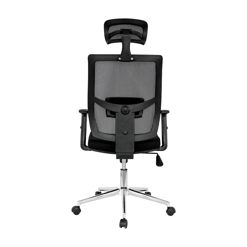 Sillon de oficina hawai ergonomico basculante malla negra asiento tejido negro 3