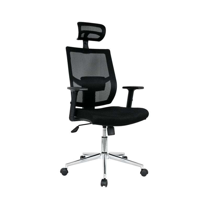 Sillon de oficina hawai ergonomico basculante malla negra asiento tejido negro