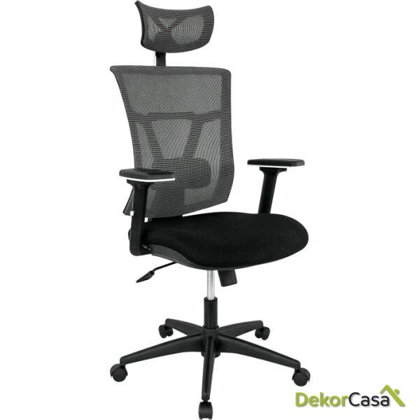 Sillon de oficina kabul ergonomico basculante malla gris asiento tejido negro