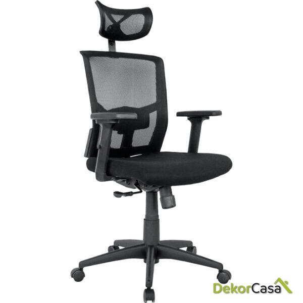 Sillon de oficina nairobi ergonomico syncro malla negra asiento tejido negro