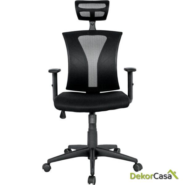 Sillon de oficina prage ergonomico basculante malla negra asiento tejido negro 1