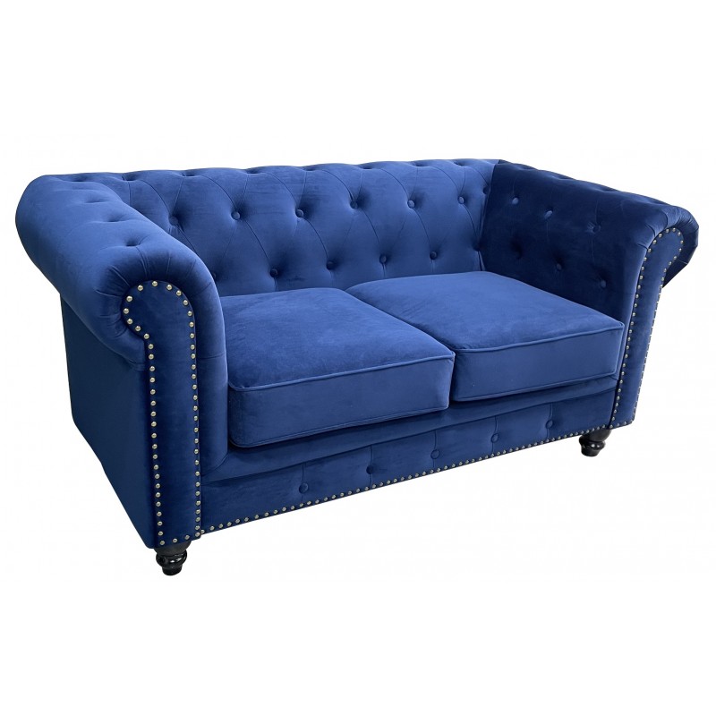 Sofa chester premium 2 plazas tapizado velvet azul navy 1