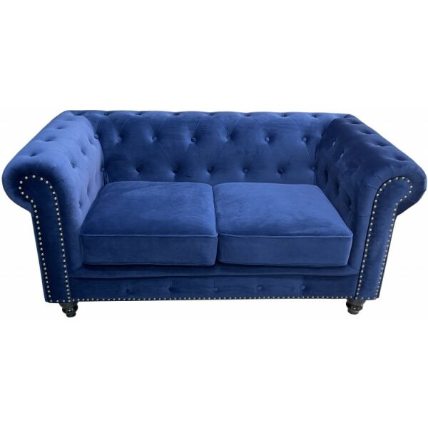 Sofa chester premium 2 plazas tapizado velvet azul navy