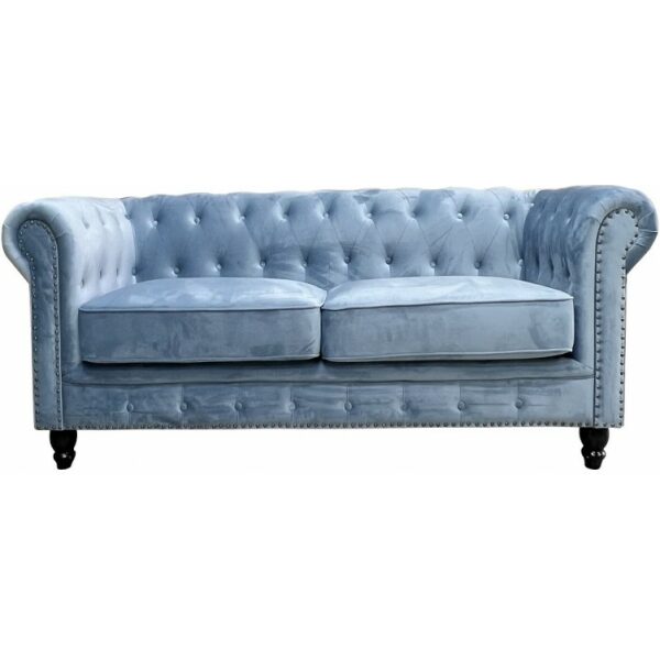 Sofa chester premium 2 plazas tapizado velvet dusky azul