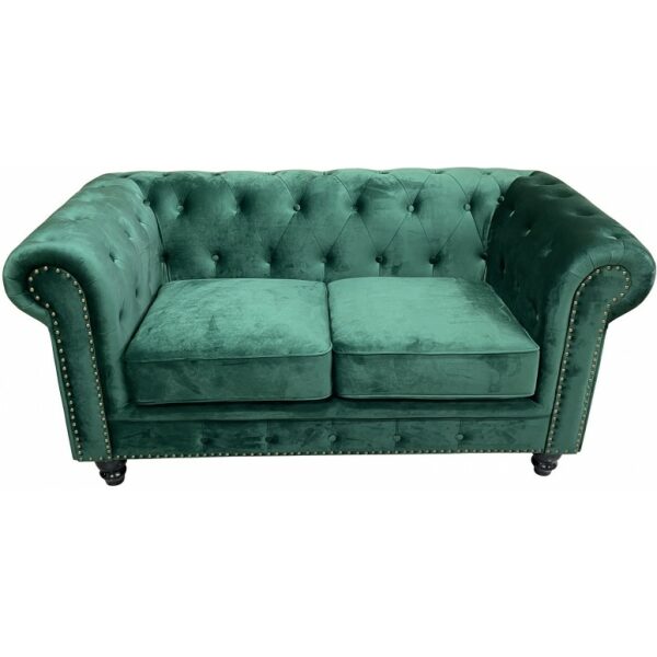 Sofa chester premium 2 plazas tapizado velvet esmeralda