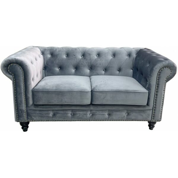 Sofa chester premium 2 plazas tapizado velvet gris