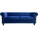 Sofa chester premium 3 plazas tapizado velvet azul navy