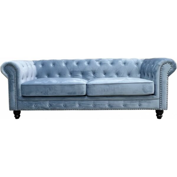 Sofa chester premium 3 plazas tapizado velvet dusky azul