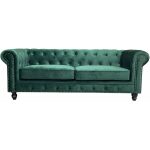 Sofa chester premium 3 plazas tapizado velvet esmeralda