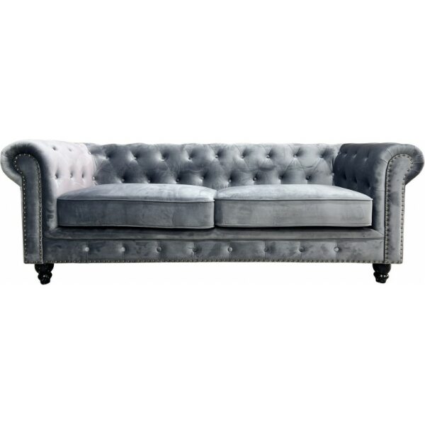 Sofa chester premium 3 plazas tapizado velvet gris