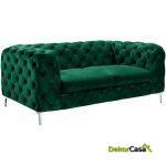 Sofa chester royal 2 plazas terciopelo verde