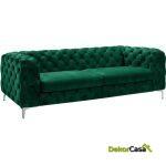 Sofa chester royal 3 plazas terciopelo verde