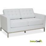 Sofa flor t 2 plazas similpiel blanca 1