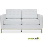 Sofa flor t 2 plazas similpiel blanca