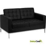 Sofa flor t 2 plazas similpiel negra 1