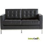 Sofa flor t 2 plazas similpiel negra