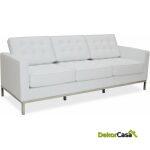 Sofa flor t 3 plazas similpiel blanca 1