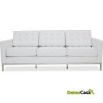 Sofa flor t 3 plazas similpiel blanca