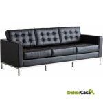 Sofa flor t 3 plazas similpiel negra 1