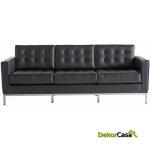 Sofa flor t 3 plazas similpiel negra